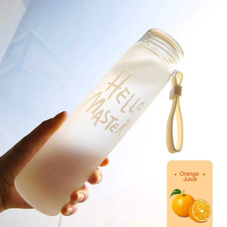Creative Frosted Glass Water Bottle Gradient Color Glass Drinking
