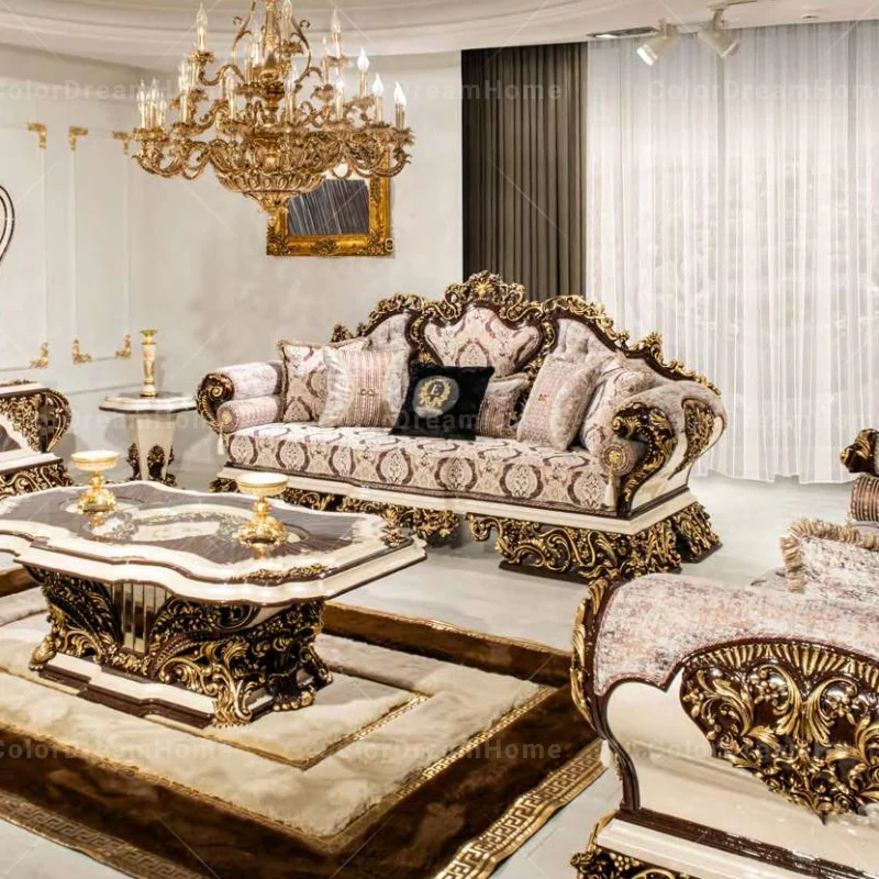 European Classic Luxury Wooden Carved Sofa Set Turkey Royal Style ...