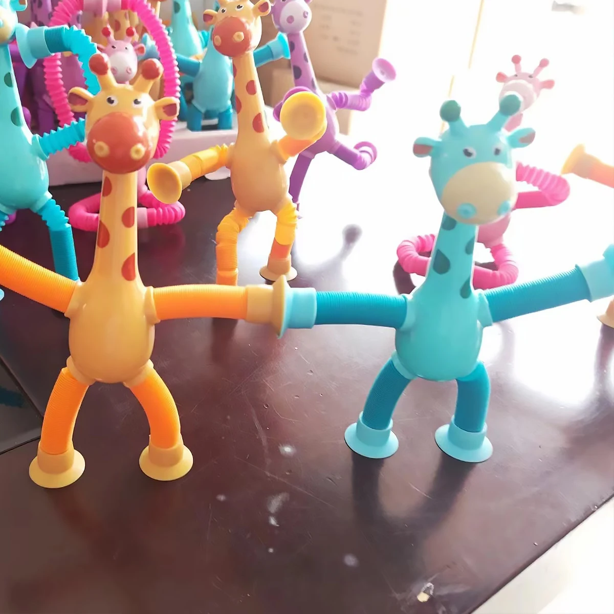8 Pack Pop Tube Sensory Toys - Giraffe Robot Fidget Tubes For Kids With ADHD & Autism Relief