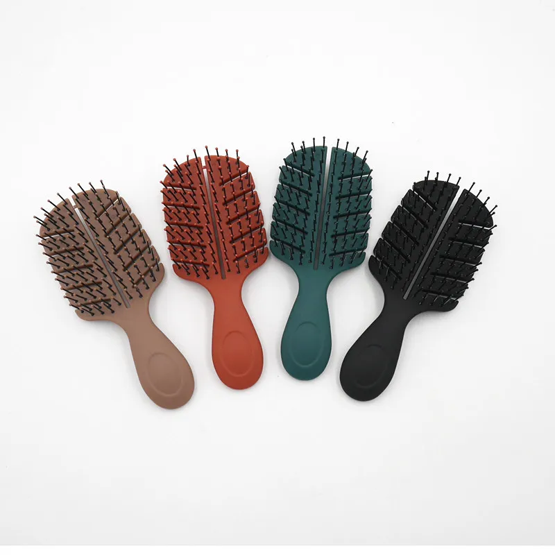 Direct factory sale colorful cute mini leaf shape rubber detangling plastic hair brush for kids with