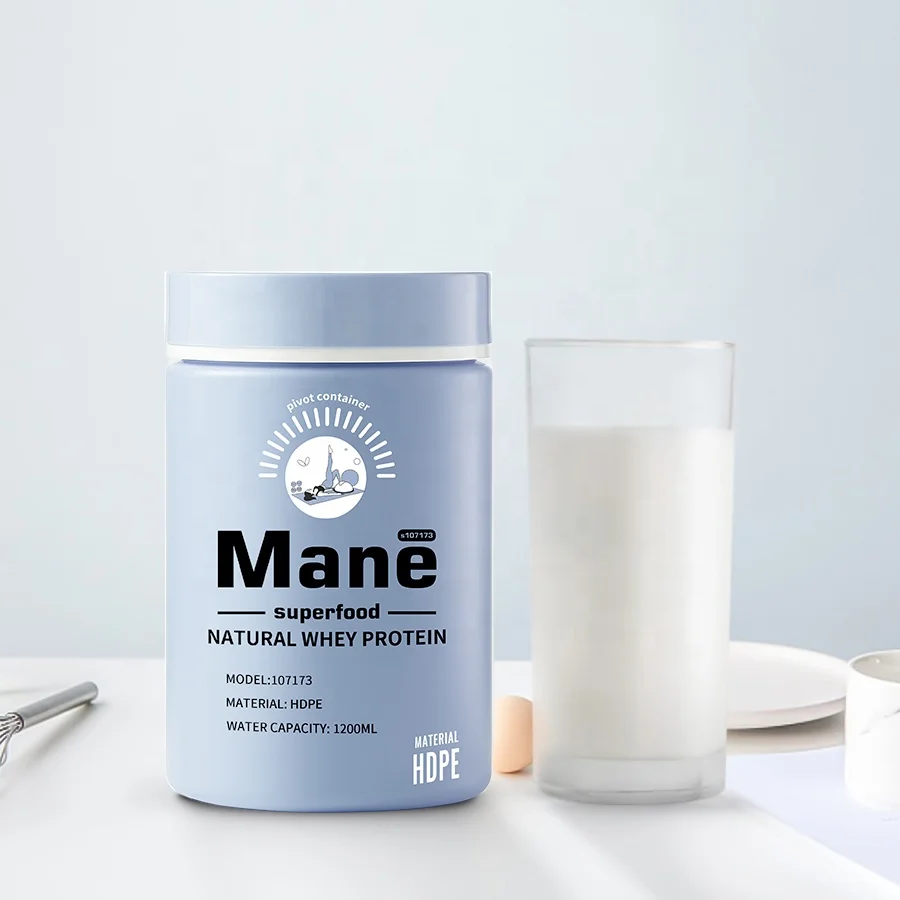 HDPE pink Container 1200ml Wide Mouth Meal Replacement Powder Jars Protein Powder Supplement Bottle for Packaging