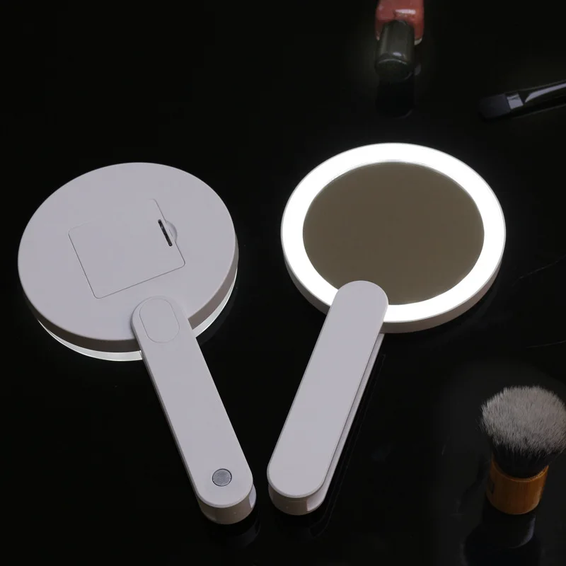 2023 New Arrivals Small Hand Mirror Sliding Handle Lighting Mirrors Led