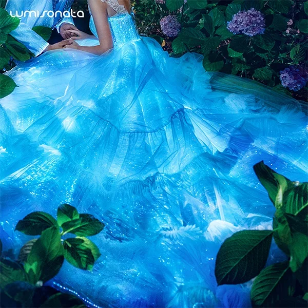 Hot Sale Hight Quality Luminous Led Lights Mobile Controller Color  Changeable Gowns Led Prom Dresses