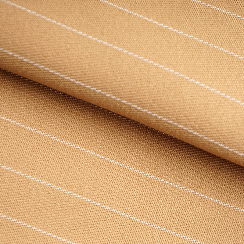 Custom Color Design Luxury Stripe Soft 190gsm Polyester Black Chalk Stripe Suit Fabric for Suit