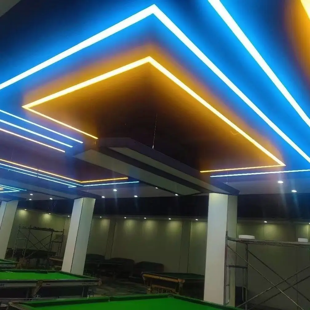 LED Ambient Light Square Long Strip Billiard Club Pool Table Chandelier for Billiard Room Office Gym-Acrylic Aluminum Model BS01