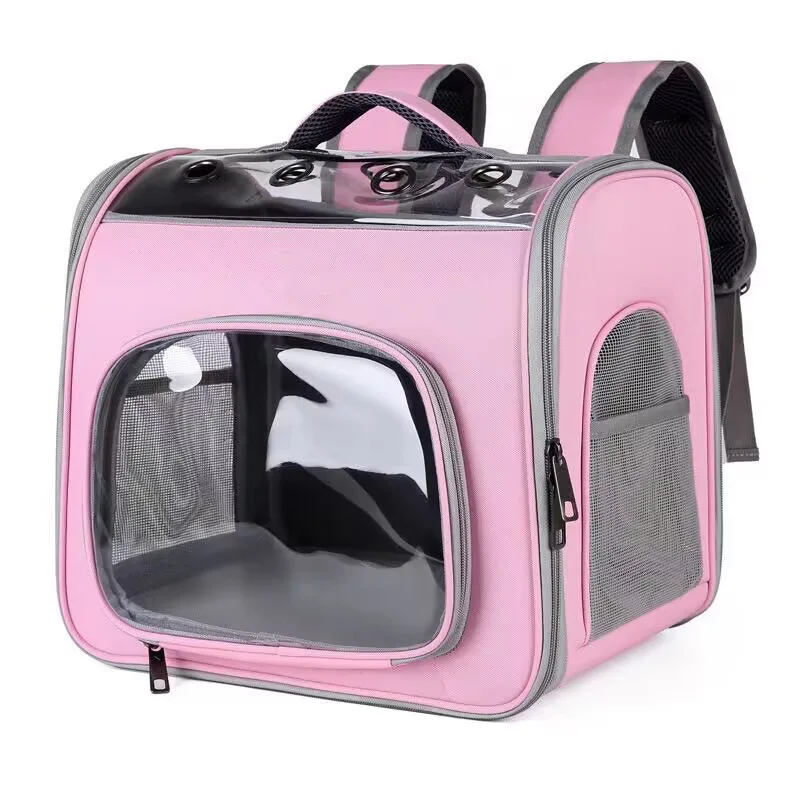 product high quality breathable portable foldable large capacity double shoulder pet backpack for cats dogs-53