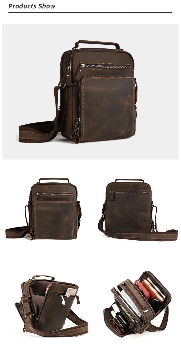 Vintage Custom Designer Genuine Leather Bag For Man Cowhide Side Bag ...