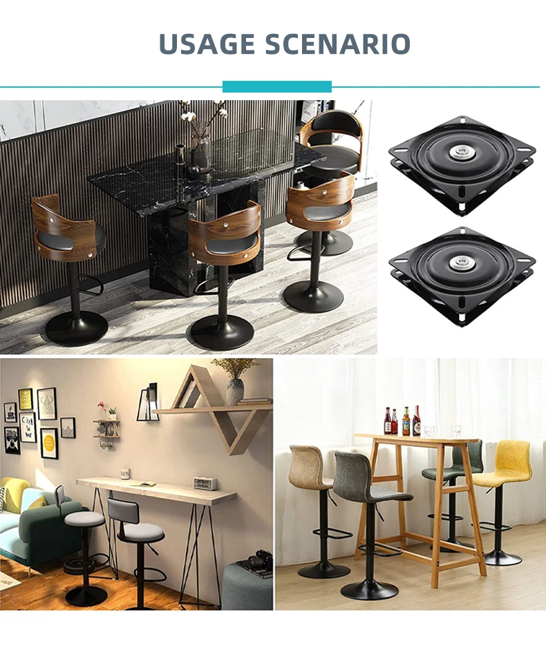 Lot De 6 Roulements Rotatifs Carrés 3 Pouces Lazy Susan 360° - Charge 35kg, Pour Meubles, Table TV Et Tabourets