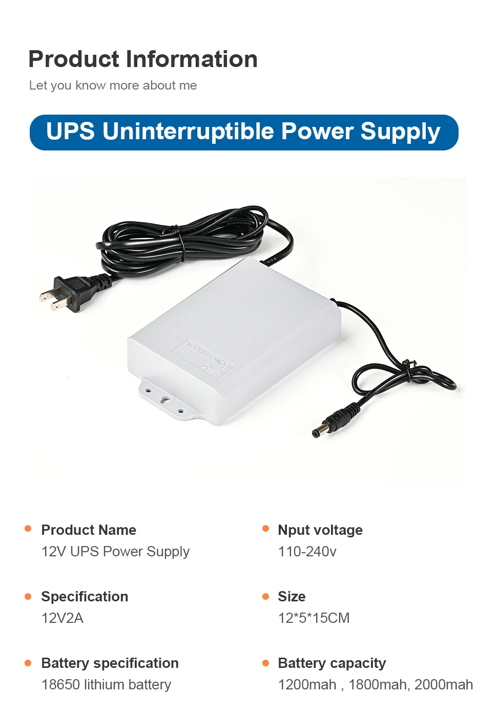 High Quality 12V 2A 7500mAh Mini UPS Portable Power Station Charger AC100-240V Input 1 Year Warranty NIUNIU QX-2324A