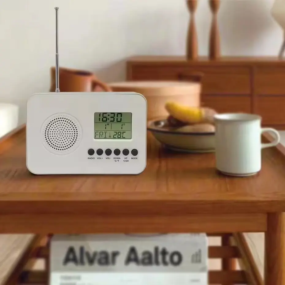 Factory Direct Supply Digital Desktop Radio Alarm Clock FM Antenna Electronic LCD Display Calender Radio Clock