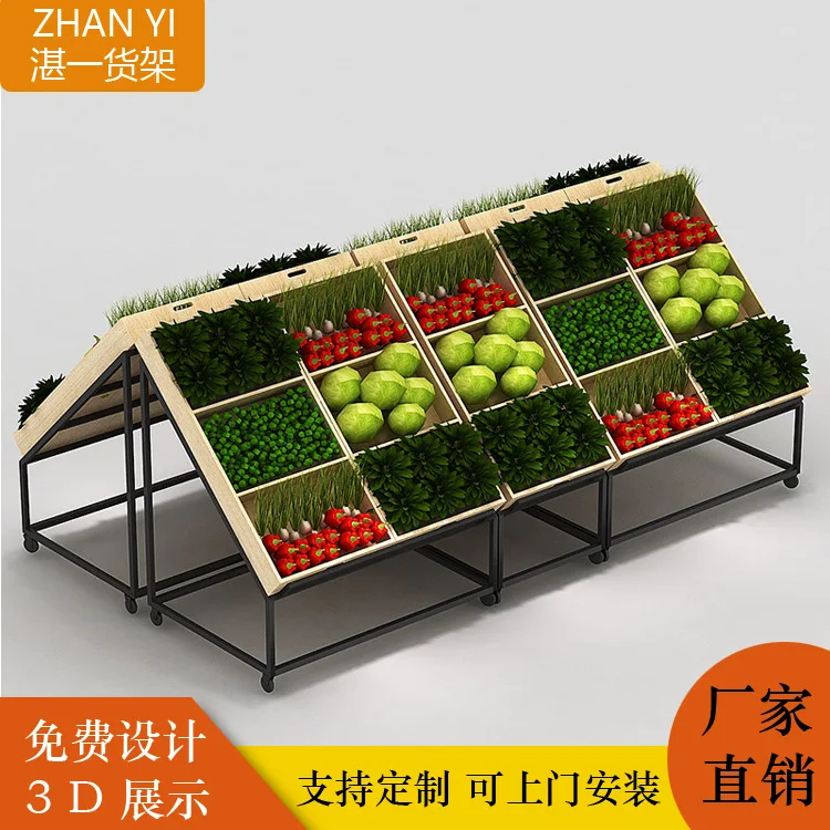 Customized Supermarket Fruit /produce Display Shelf Fruits Rack And