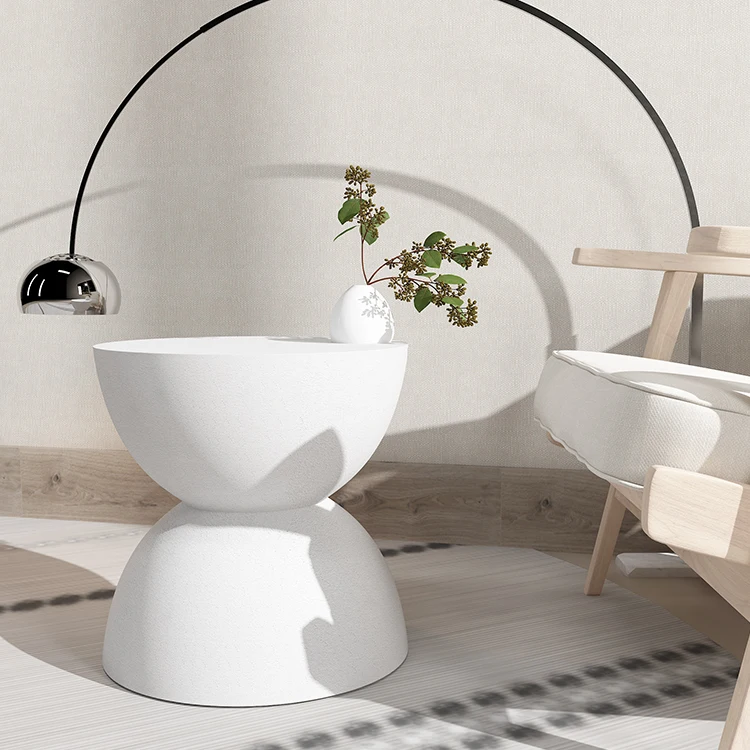 Side Table Modern Coffee Table  White Concrete Furniture Coffee Table