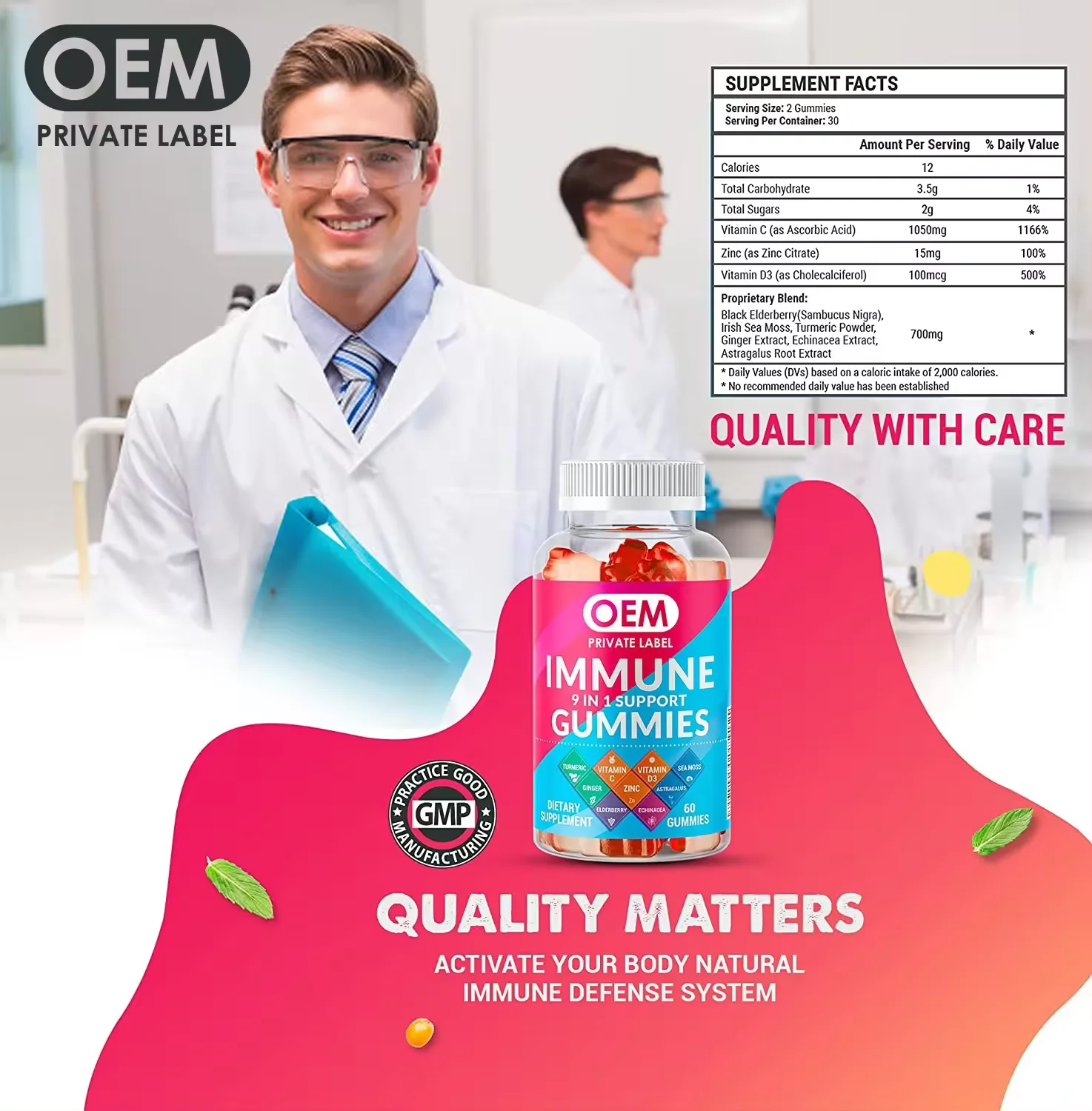 Biocaro Oem Private Label Soft Candy Immune Gummy Antioxidant Health