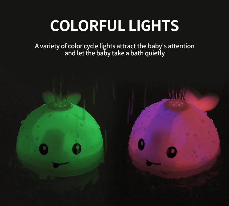 Hot Sale Electric Whales Spray Baby Bath Toys With Light Music Kids