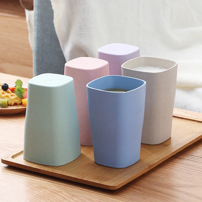 Оптовая продажа, пшеничная солома, экологически чистые квадратные чашки для питьевой воды, кофе, молока с логотипом клиента