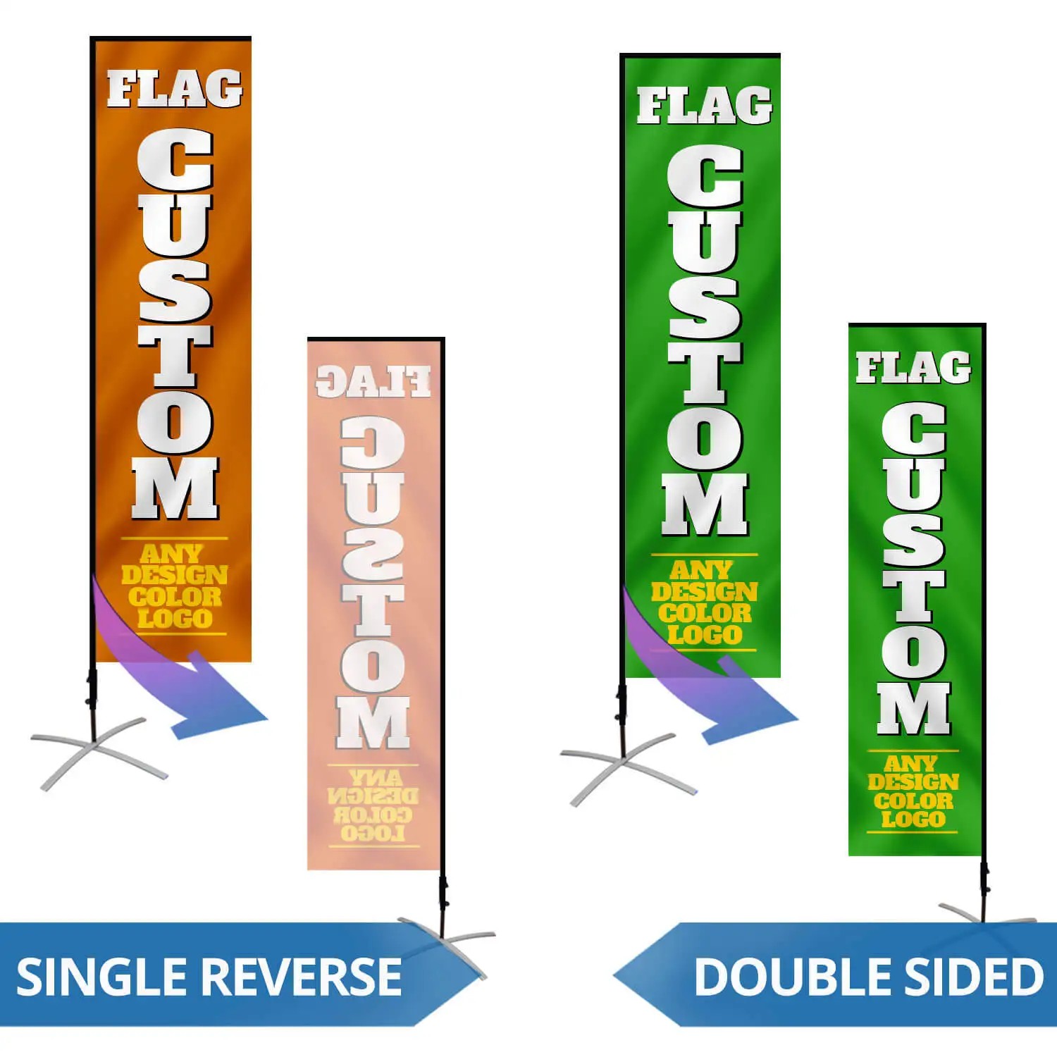 Custom printed bow flags american promotional banners wind swooper base spikes sex blank fear show pole maker