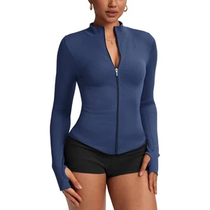 Wholesale Workout Clothes Knitted Stand Collar Workout Coat for Running Fitness Gym Jacket Women