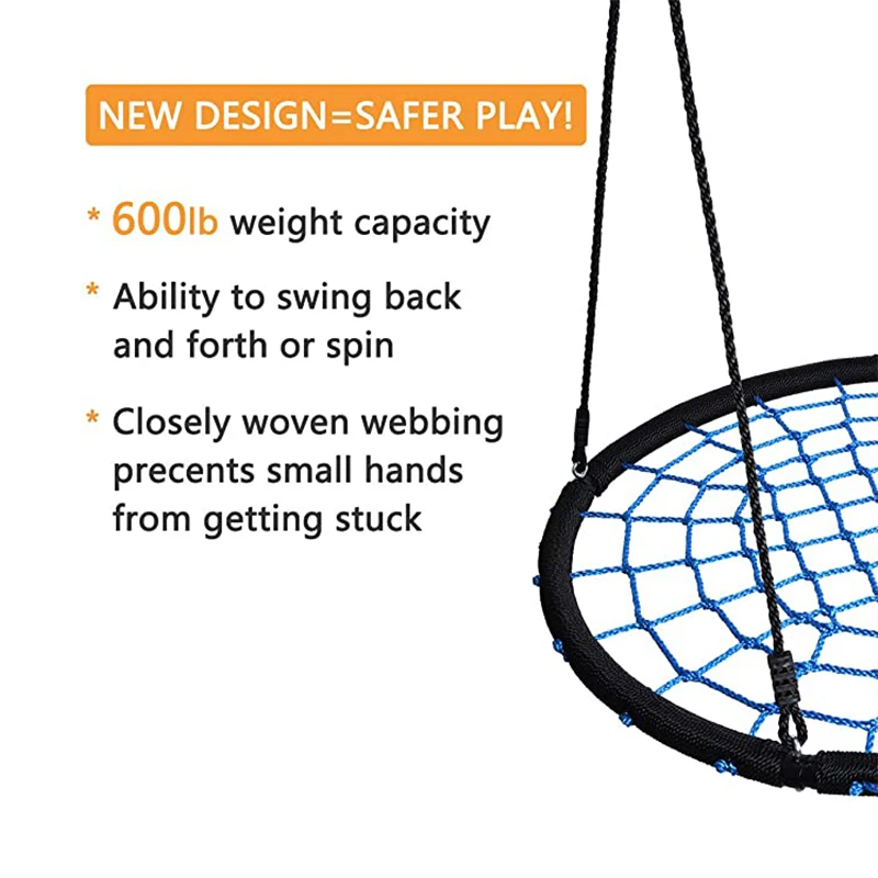 Spider Web Net Swing for Kids Outdoor Large Web Swings for Tree with 4 Adjustable Hanging Ropes