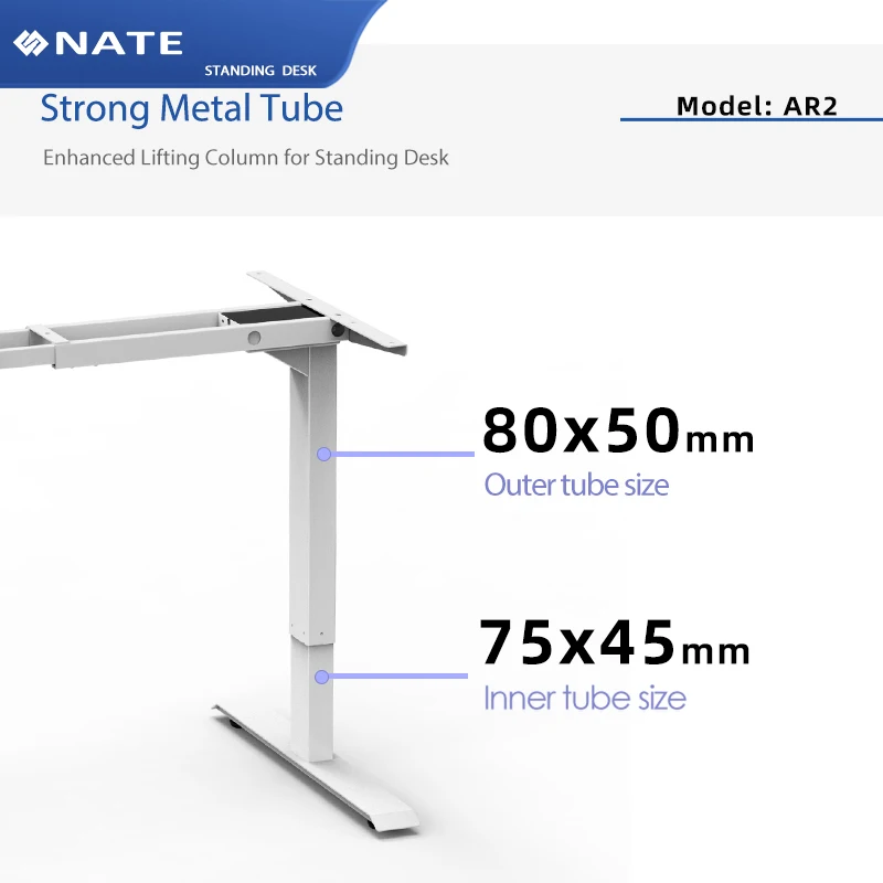 AR2 Rectangle 2 Stage Lifting Column Electric Height Adjustable Sit Stand Desk Table Leg for Standing Desk