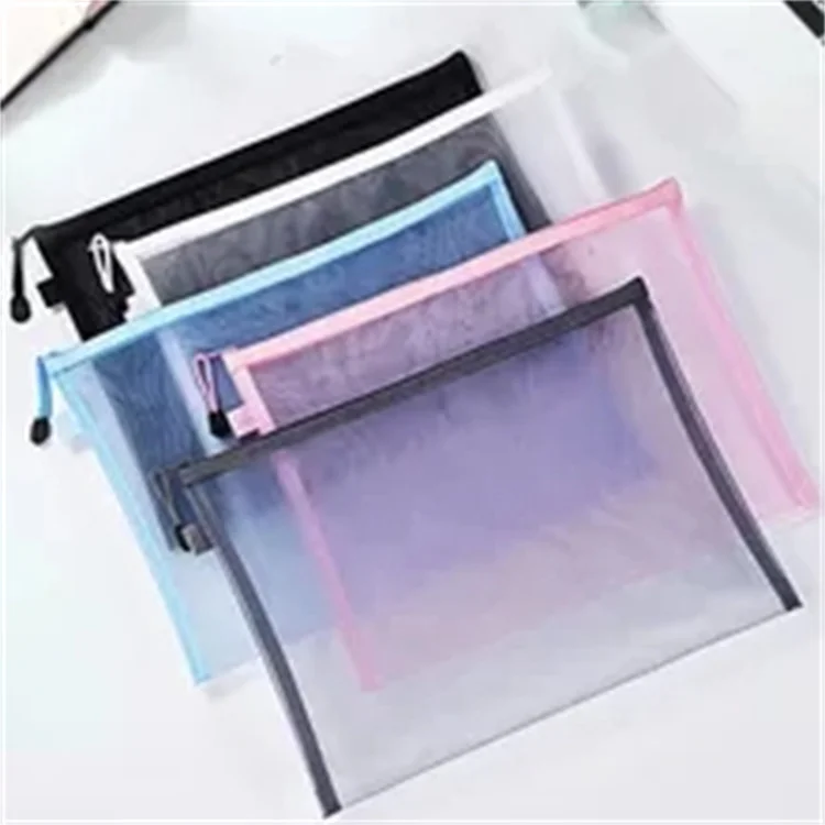 Transparent Nylon Mesh File Bag Zipper Test Paper Information Bag