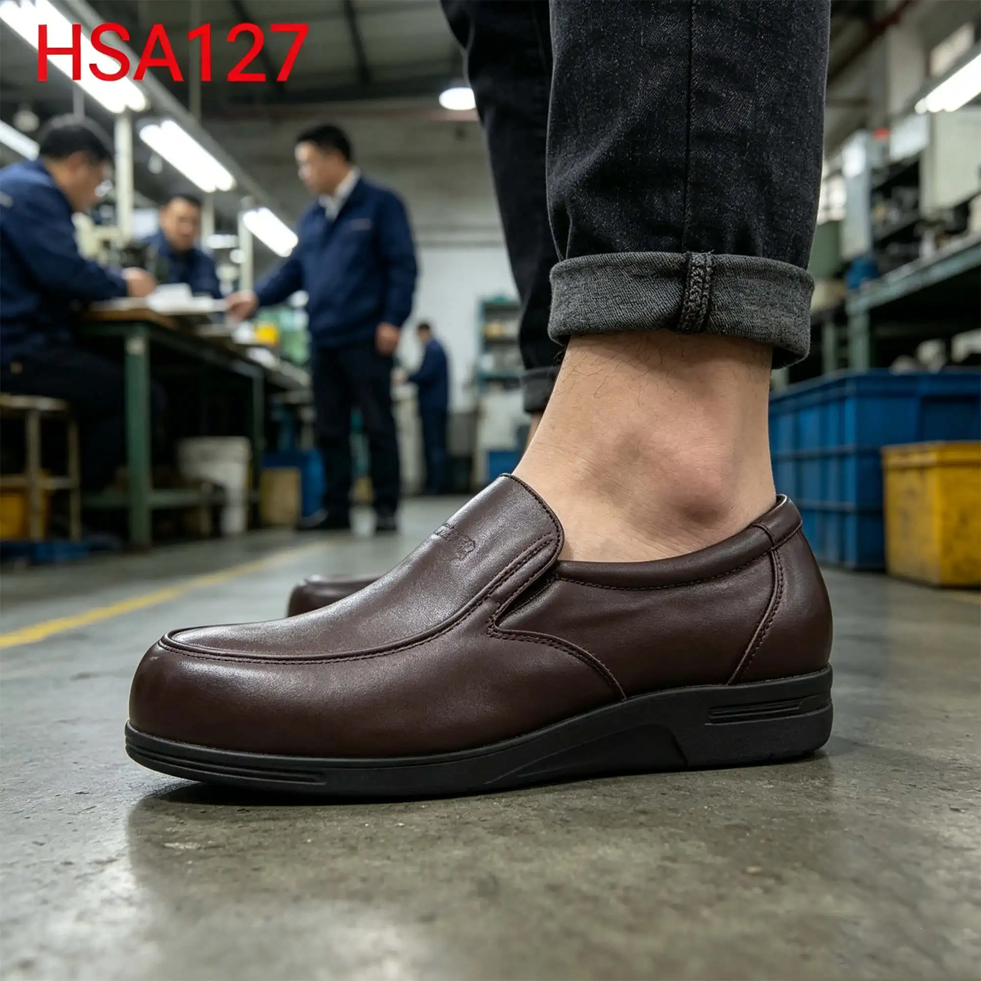 ZYF, Sepatu Pengaman Cokelat Berbahan Kulit Asli untuk Tur Pabrik — Sepatu Kerja dengan Pelindung Baja di Ujung Kaki yang Populer di Pasar Qatar, Model HSA127