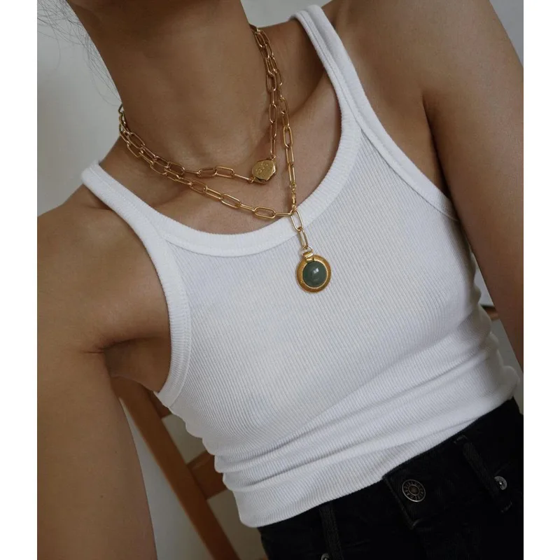 Casual Basic Sleeveless Spaghetti Strap Cropped Women