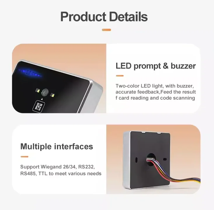 125khz Wiegand Id Rfid Qr Code Access Card Reader For Access Control ...