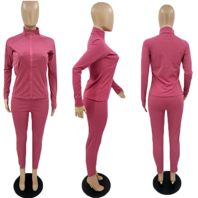 Fall New Arrival Lady Bodycon Sexy Long Tracksuit Sleeve Jogging Two Piece Women Sweat Suits Set