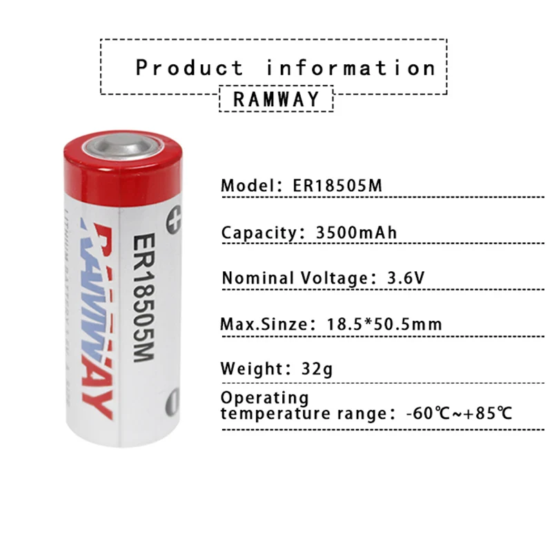 RAMWAY ER18505M With High Capacity 3500mAh and Long Work Time Lithium Battery Detector
