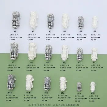 3d Hard Pure Silver 999 Retro Money Drawing Pi Xiu Fu Character Vintage Spacer Beads Diy Hand-knitted Rope Accessories