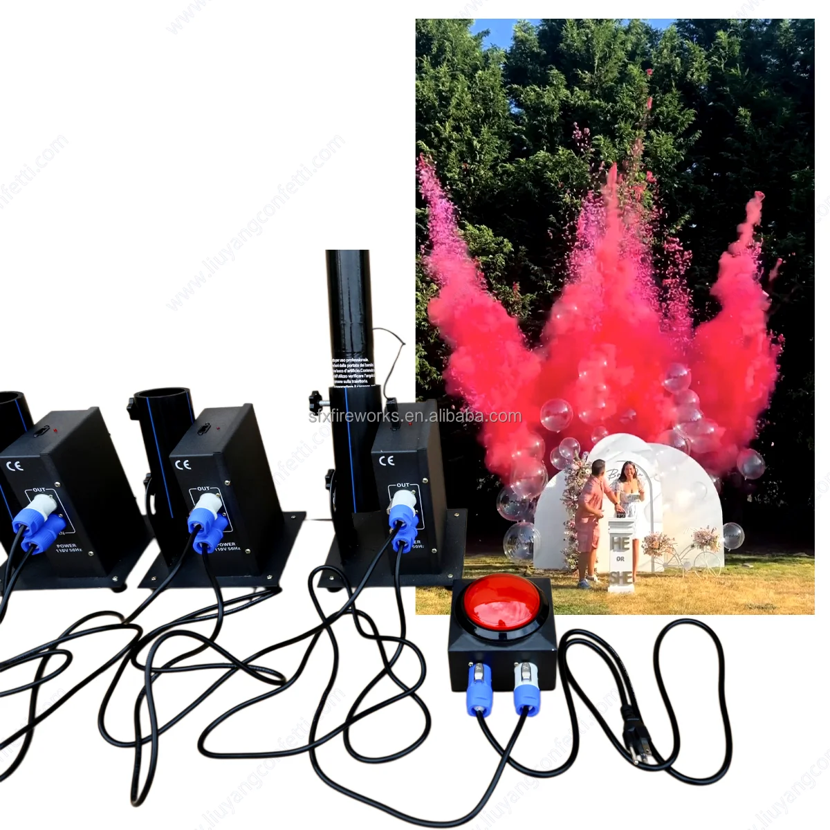 Backyard Gender Reveal Smoke Powder Blaster Baby Shower Color Burst Machine Magic Pink or Blue Dust Storm Electric Powder Cannon