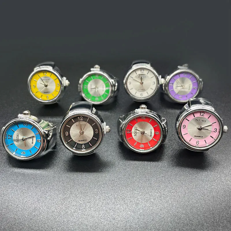 Fashion Retro Punk Multi Color Tell Time Ring Watch Quartz Mini Adjustable Ring Watch for Couples