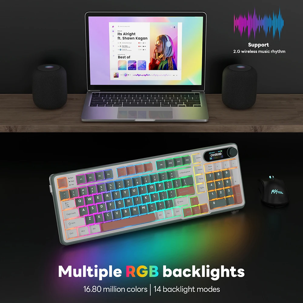 Keyboard Rks98 Arabic RK 로얄 클러지 RKS98 98키 트라이모드 RGB 2.4G 무선 3모드 TFT 스크린 탑 구조 기계식 키보드| Alibaba.com