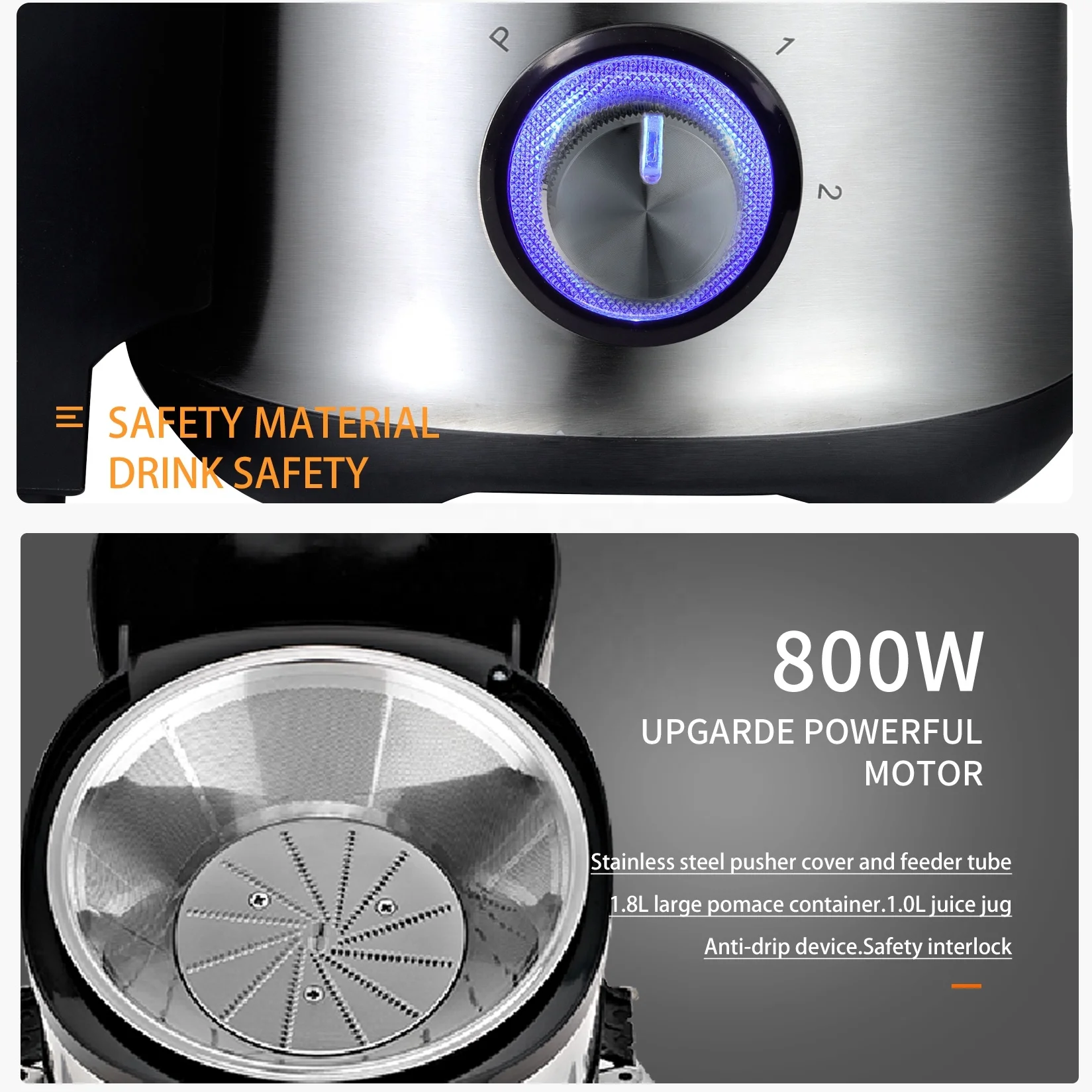 Multifunctional 4 in 1 Household Electric Centrifugal Juicer with Grinder Cooking Machine for Fruit Residue Juice Separation