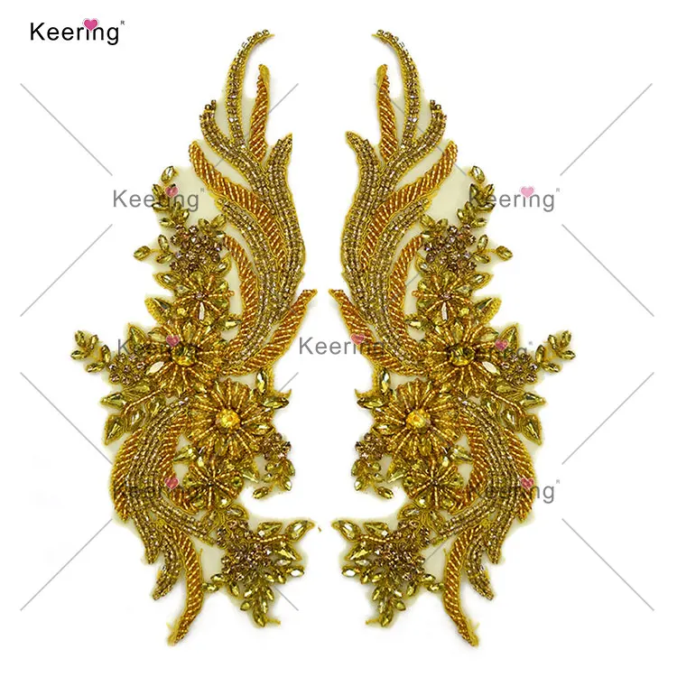 Wdp303 Heavy Beaded Panel Applique Bridal Appliques Patch For Wedding