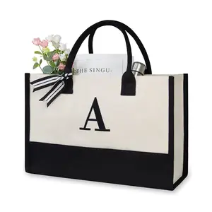 Kalanta Bolsas De Papel Para Compras Shopping Women Large Cotton Handbag Gift Lady Reusable Customized Canvas Beach Tote Bags