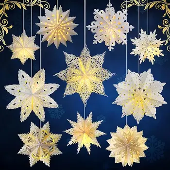 Nicro Original Factory Christmas Paper Lampshade New Year Holiday Celebration Party Hanging Decoration Snowflake Paper Lantern