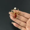 Natural Red Agate Spider Brooch