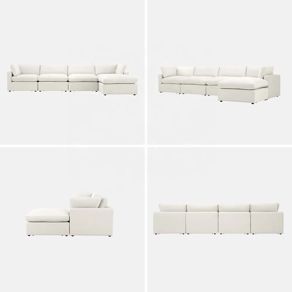 Pesanan Dibuat Khas Memandu Cecair Tahan Noda Tahan Siraman Putih Ramah Hewan Peliharaan Kain Sofa Couches Bahagian Modular Sofa