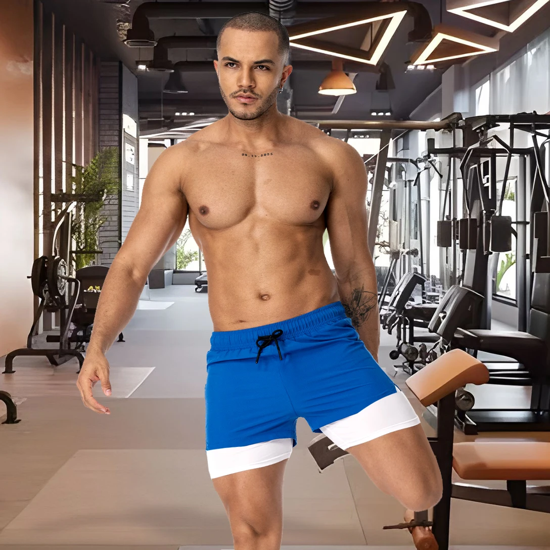 Gym Sh Men 90 Polyester 10 Spandex Compression 5 Inch Quick Dry With Liner Training Running Short 2 in 1 Mens Gym750_voghion.com