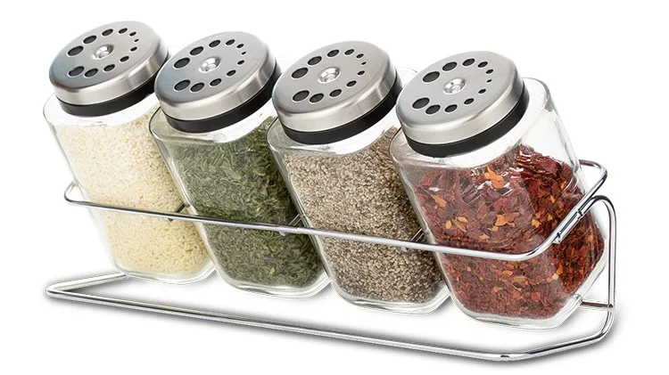 Ek Clear Glass Spice With Empty Jar 4 Bottles Pcs Herb & Spice Tools ...