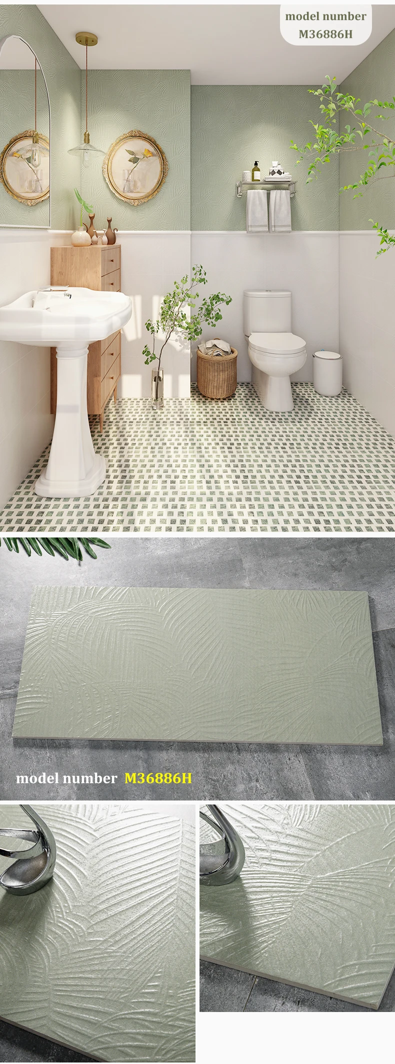 Brick Effect Ceramic Digital Gloss Tiles Pure Red 30x60cm Porcelain