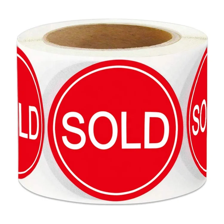 Red with White Hold Stickers 500 Labels on a Roll 1.5 Inches Round 