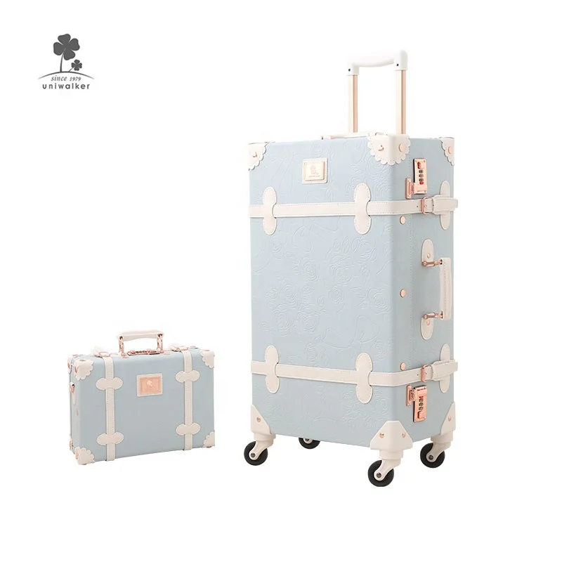 CO-Z Premium PU Vintage Classic Old-Fashioned Trolley Suitcase and