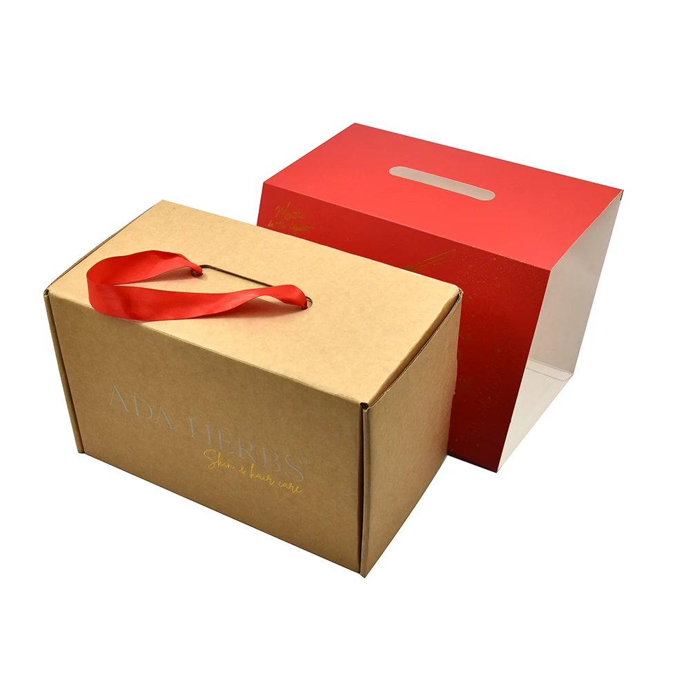 Custom Printed Recyclable Luxury Gift Packing Box with Ribbon Handle 500 Pieces MOQ