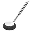 Stainless steel long-handled pot brush