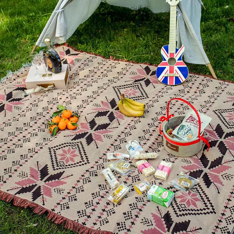 Camping Outdoor Picnic Sofa Bed End Air Conditioning Indian Blanket Polyester Cotton Retro Nation Style