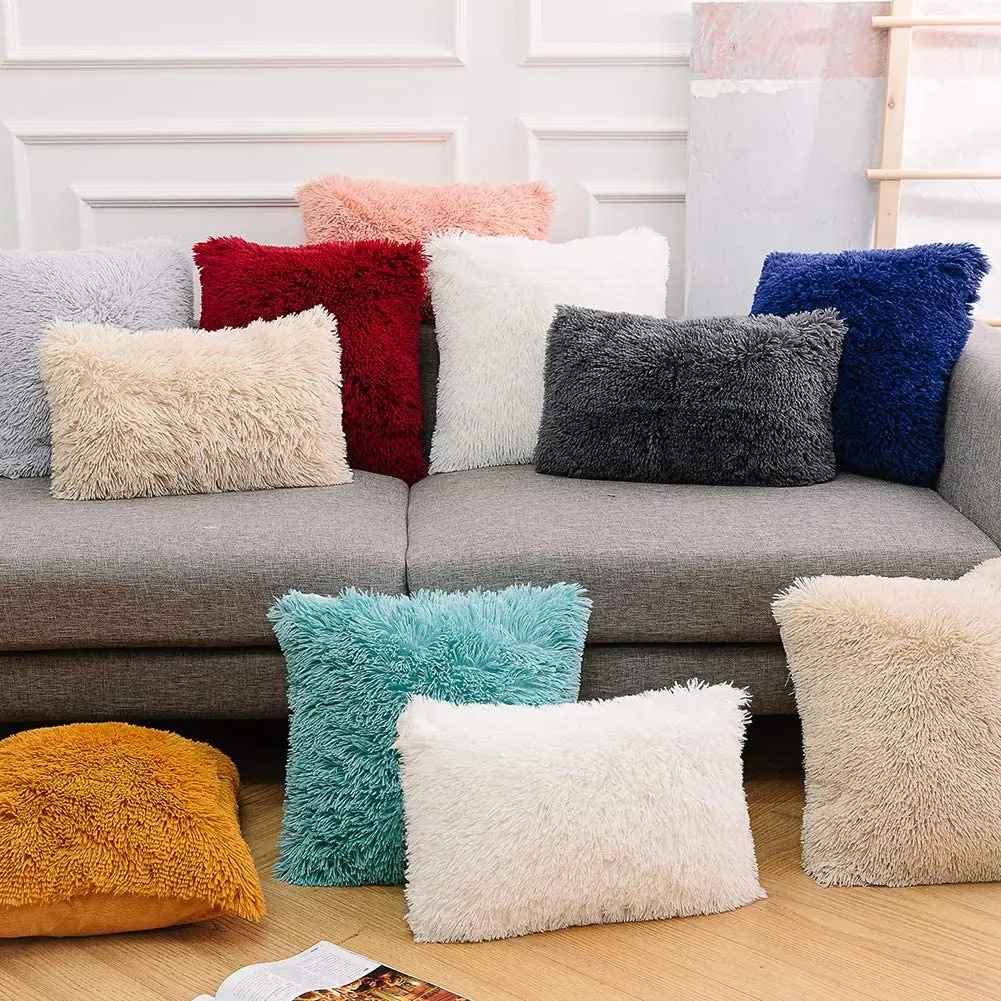 Aoyatex Home Luxury Soft Faux Fur Fleece Cushion Decorative Throw Pillows