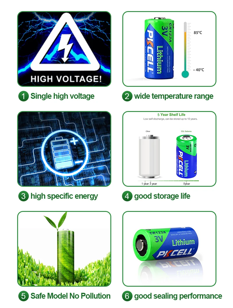 Lithium Battery Cr123a 3v Limno2 Battery Cr17345 1500mah Non