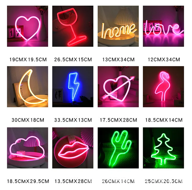 Led Neon Lights Wedding Bar Decoration Battery Usb Powered Stylised ...